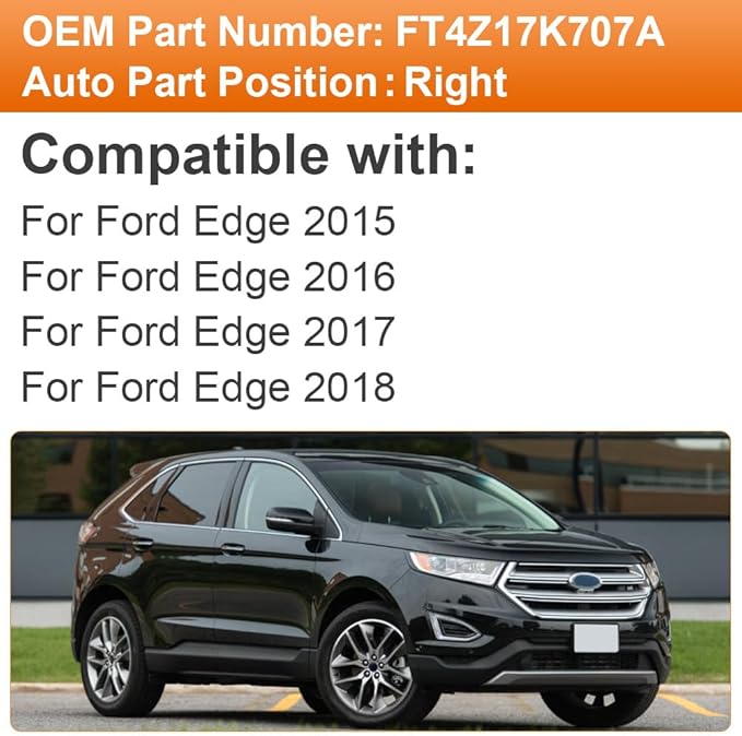 Senzeal Passenger Side Heated Mirror Glass Replacement with Blind Spot Mirror for Ford Edge 2015 2016 2017 2018 (Right Side)