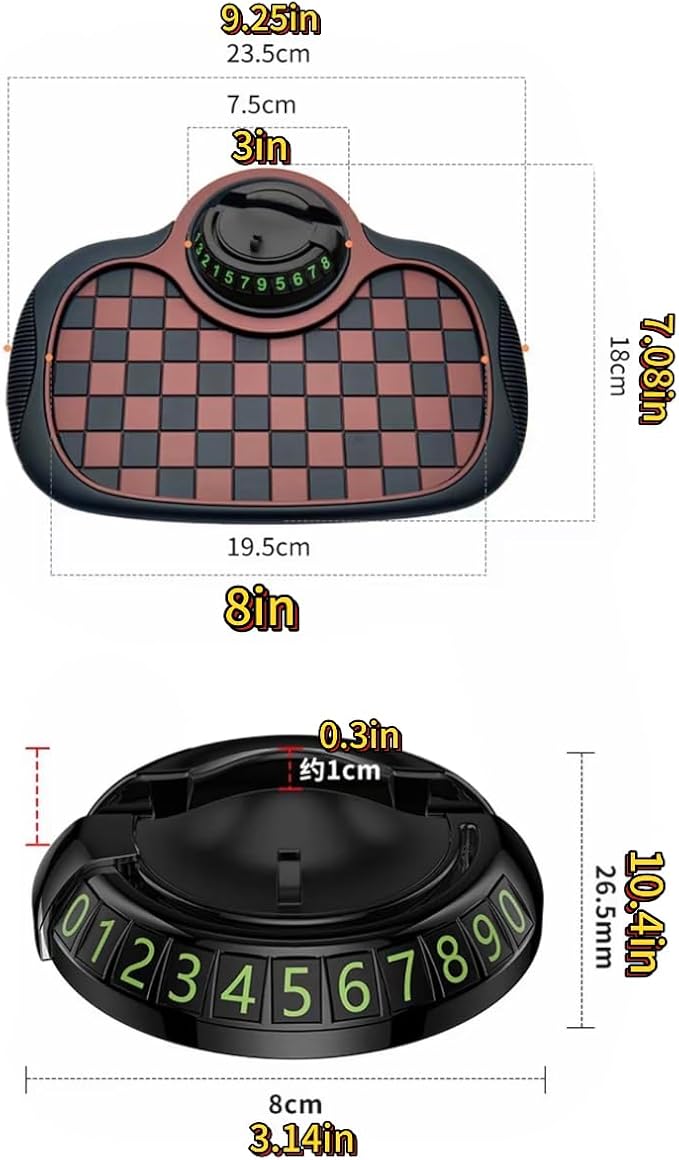 Upgrade Multifunction Car Anti Slip Mat with 360° Rotatable Phone Holder,Temporary Parking Number & Anti-Slip Dashboard Pad,M