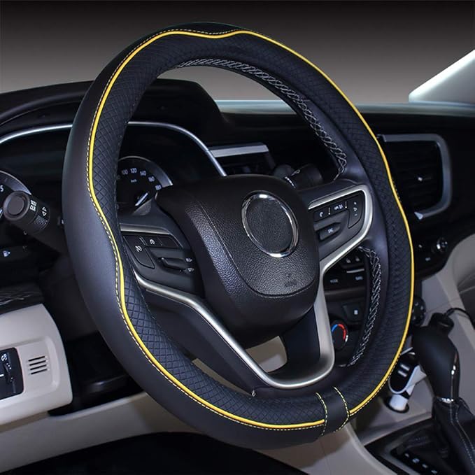 Mayco Bell 2019 New Microfiber Leather Car Extra Large Steering Wheel Cover for Big Trucks (17.5-18'', Yellow)