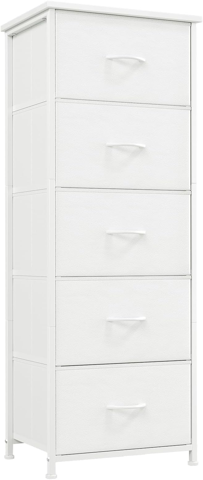 Somdot Tall Dresser for Bedroom with 5 Drawers, Storage Organizer Chest of Drawers with Removable Fabric Bins for Closet Beds