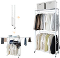 lumizone Folding Clothing Rack with Wheels Expandable Wardrobe Portable Clothes Rack for Hanging Clothes Adjustable Closet Sh
