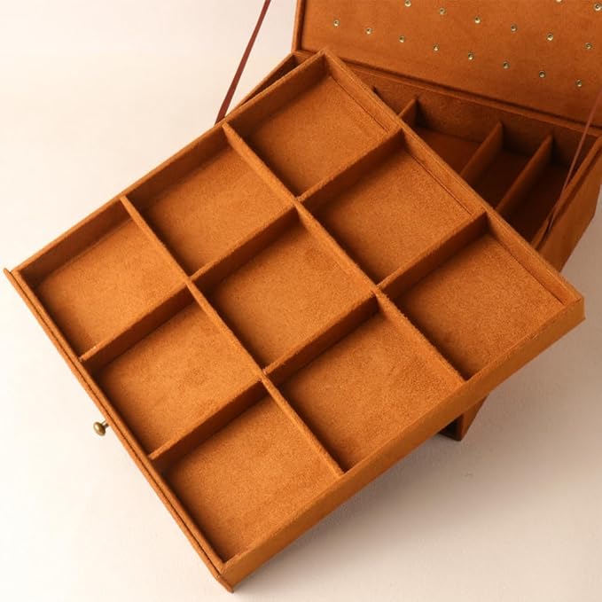 Women Jewelry Box Lockable 3 Layers Large Jewelry Organizer Storage Case for Earrings Necklaces Rings Bracelets,Green Display