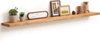 Fun Memories 55 Inch Floating Shelves for Wall, Solid Elm Wood Wall Shelf for Home Decor, Heavy-Duty Hardwood Floating Shelf 