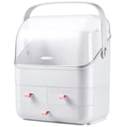 LINFIDITE Cosmetic Storage Box with Lid Makeup Organizer Box with Dust Free Cover Portable Handle,Large Makeup Display Case w
