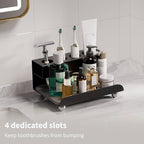 YOOLENS Quick Dry Electric Toothbrush Holder 4 Slots Metal Bathroom Counter Organizer for Toothpaste Razor Mouthwash, Black