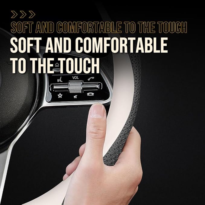 HAOTULE Nappa Leather Slim and Stylish Steering Wheel Cover, for Ford Steering Wheel Cover Accessories Interior Modification,