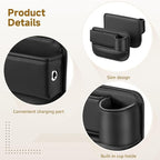 2 Pcs Car Seat Gap Filler Organizer, Leather Storage Box with Cup Holder, Cable Hole, Clutter Catcher for Cars, Black Seat Gap Storage Pockets for Driver and Passenger Seats
