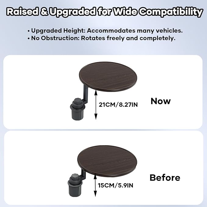 Car Tray Table for Laptop & Eating – 360° Rotating Birch Car Desk, Steering Wheel Tray & Cup Holder Table, Car Desk for Laptop, Compatible with Sedans, SUV, Truck, RV (E)