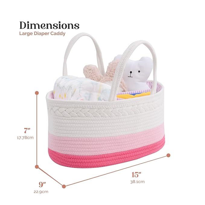 luxury little Diaper Caddy Organizer, Large Cotton Rope Nursery Baby Basket, Changing Table Organizer for Baby Diaper Storage