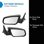 TRQ Driver and Passenger Side Power Mirror Set Textured Black Without Memory Compatible with 2010 Ford Mustang FO1320717 FO13