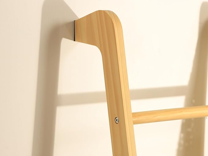 Taozun Minimalist Wood Blanket ladder - Boho Style Wall-leaning Display Towel Rack for Throw Quilt, Standing Ladder Shelf, Bl
