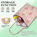 Car Trash Can, Cute Car Trash Bag, Hanging Car Organizer and Storage Bag, Trash Bin for Car Accessories, Vehicle, Travelling, Camping Cute Pink Daisy Cherry