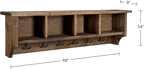 Alaterre Furniture Pomona Entryway Organizer – Rustic Farmhouse 48-Inch Wall-Mounted Coat Rack with 6 Double Hooks & 4 Open C