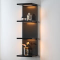 4 Tier LED Wall Shelf - Modern Floating Shelves for Makeup Vanity, Bedroom, Living Room | Easy Install Cosmetic & Display Lac