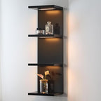 4 Tier LED Wall Shelf - Modern Floating Shelves for Makeup Vanity, Bedroom, Living Room | Easy Install Cosmetic & Display Lac