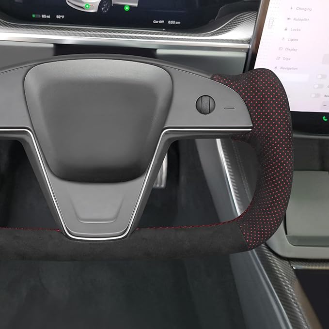 MEWANT Hand Stitched Tesla Model S Yoke Steering Wheel Cover Wrap for Tesla Model S 2021-2023 / Model X 2021-2023 Tesla Yoke Steering Wheel Accessories