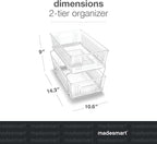 madesmart 2 Tier Organizer, Under Cabinet Storage with Pull Out Sliding Drawers, for Cleaning Supplies, Undersink Storage, Sp