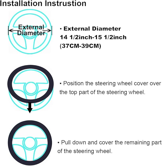 Soft Fluffy Sheepskin Car Steering Wheel Cover for Universal Auto Vehicle Women Man 14 1/2 inch-15 1/2inch Fuzzy Accessories 