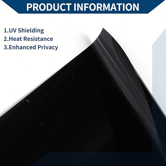 Car Window Tint Film Window Privacy Film Car Carbon 2PLY PET 9.84 ft x 29.92 Inch 1 Pc Black VLT 4% IRR 76% UVR 99%