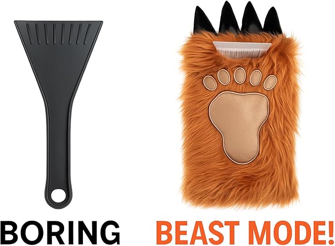 Gears Out Massive Bigfoot Hand Ice Scraper - Bigfoot Gifts - Sasquatch Claw Faux Fur Hand Warmer with Built in Ice Scraper Foam Grip Novelty Winter Snow and Ice Remover for Cars Trucks SUV