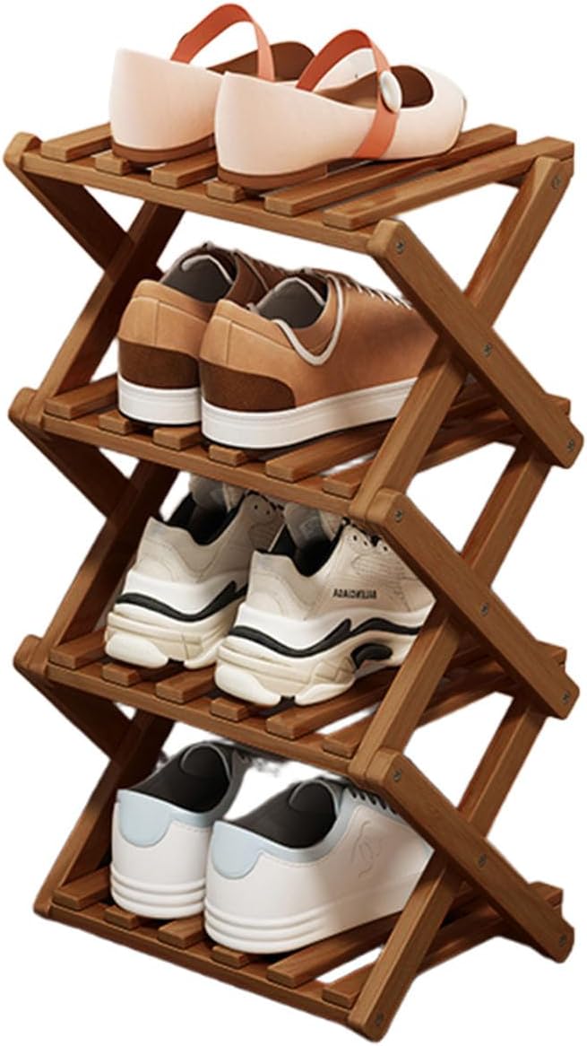 YYW Bamboo Shoe Rack for Entryway, Free Standing Shoe Racks Shelf Closet, Widen Foldable Vertical Shoe Storage Organizer for 