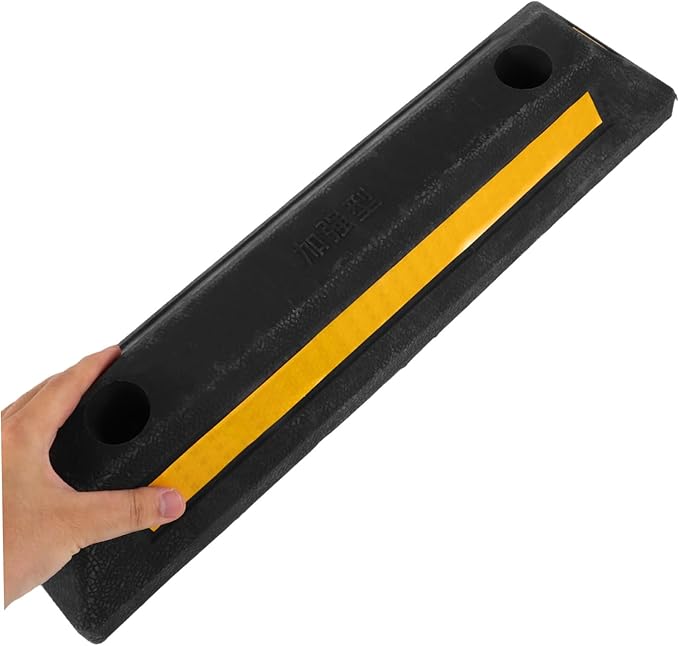 Rubber Parking Stopper for Garage Compact Wheel Stopper with Bright Reflective Stripes Easy Installation Vehicle Parking Block for Driveway and Garage Use