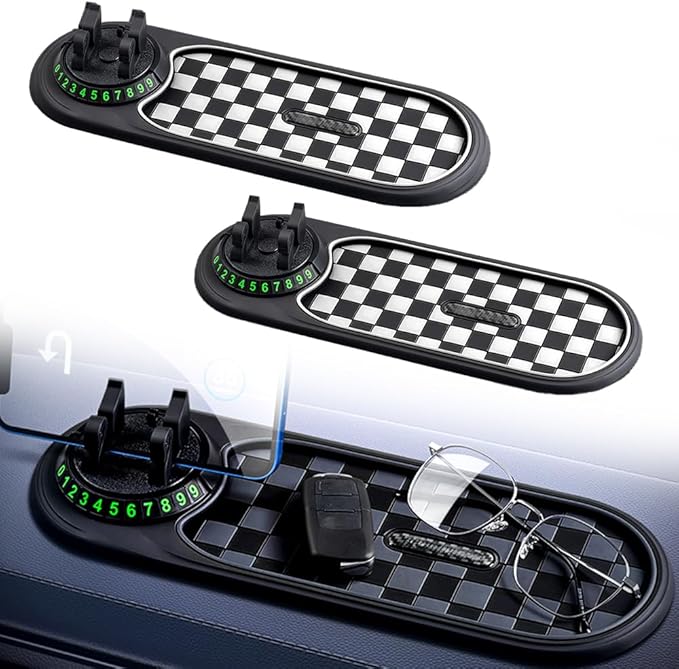 Multifunction Car Anti-Slip Mat, 2026 New Rotatable Anti Skid Car Dashboard Pad with Temporary Parking Numbe, Universal Car P
