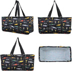 NGIL Extra Large Utility Tote Reusable Grocery Organizing Bag Oversized Collapsible for Storage, Picnic,Car, Beach (Racecar-Black)