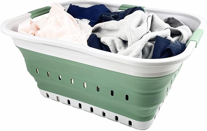 SAMMART 42L (11 gallon) Collapsible Plastic Laundry Basket - Foldable Pop Up Storage Container/Organizer - Portable Basket - 