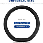 Car Steering Wheel Cover, Leather D-Shaped Steering Wheel Sleeve with Anti-Slip Lining, Breathable Flat Bottom Car Wheel Prot