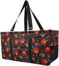 NGIL Extra Large Utility Tote Reusable Grocery Bag Oversized Collapsible for Groceries, Storage, Picnic, Beach (Basketball Pro-Black)