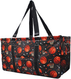 NGIL Extra Large Utility Tote Reusable Grocery Bag Oversized Collapsible for Groceries, Storage, Picnic, Beach (Basketball Pro-Black)