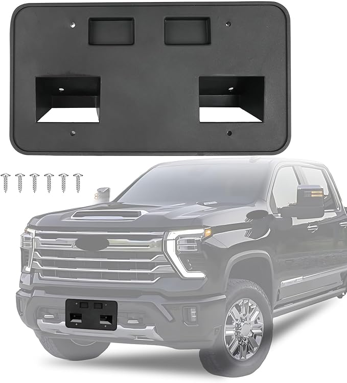Front License Plate Frame Compatible with Chevy Silverado 2500 3500 HD 2024 2025, Bumper License Frame Holder Mounting Bracke