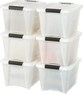 IRIS USA 19 Qt Stackable Plastic Storage Bins with Lids, 6 Pack - BPA-Free, Made in USA - Discreet Organizing Solution, Latch