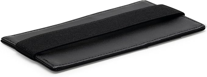 HISCOW Car Sun Visor Card Holder with Elastic Band Fastener - Italian Calfskin (Black)