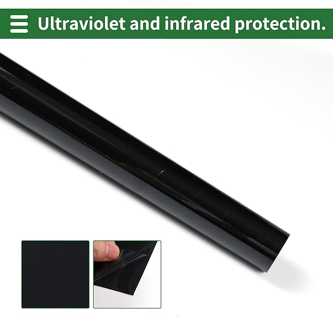 Motoforti Universal Car Window Tint Film Privacy Film 19.69 ft x 19.69 Inch Carbon 2 PLY PET Black 1 Pc VLT 11% IRR 66% UVR 96%