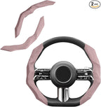 Suede Steering Wheel Cover with Anti-Slip Lining and Segmented Design 2pcs Universal Steering Wheel Protector for Men and Wom