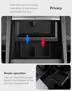 for Tesla New Model Y Juniper Center Console Organizer Tray Divided Storage Double Layer Space Slide smoothly Model Y 2025 2026 Accessorie - 4 PCS, Black
