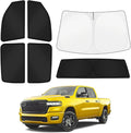 KUST Car Window Shades for Dodge Ram 1500 2019-2025 2026 (Crew Cab) Windshield Sun Shade Side Window Cover UV Block Privacy Protection Ram Accessories for Camping Blackout Rear Back Full Set 6PCS