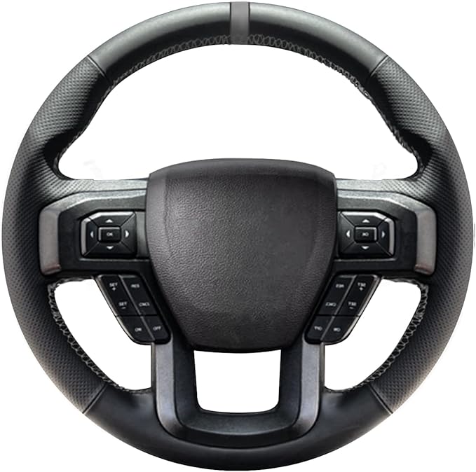 Belinous Leather Steering Wheel Cover Lace Up, Hand-Stitch on Wrap, Steering Wrap Compatible with Ford F-150 2015 2018/Expedition 2018/F-150 Limited 2016/F-Series Super Duty 2017 2020 2022 (Gray)