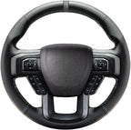 Belinous Leather Steering Wheel Cover Lace Up, Hand-Stitch on Wrap, Steering Wrap Compatible with Ford F-150 2015 2018/Expedition 2018/F-150 Limited 2016/F-Series Super Duty 2017 2020 2022 (Gray)