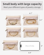 Vlando Velvet Jewelry Pouch with Zipper - Clear Travel Jewelry Bag Organizer for Business Trips & Gifts