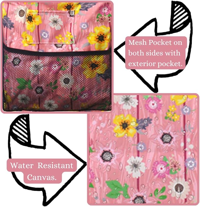 NGIL Extra Large Utility Tote Reusable Grocery Bag Oversized Collapsible for Groceries, Storage, Picnic, Beach (Country Flowers-Navy)
