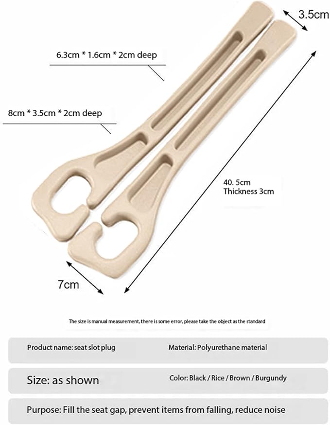 Car Seat Gap Filler Organizer Universal Fit Car SUV Truck Console Side Plug Strip Stopping Phone Key from Falling, Pack of 2 (Beige)