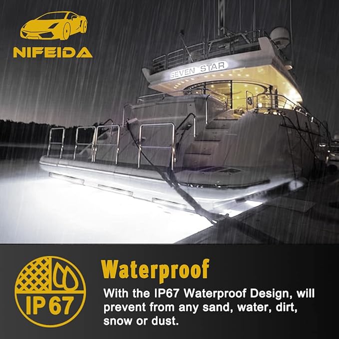 nifeida 8" Clear Lens 18LED Waterproof Utility Strip Light Bar Surface Mount for 12V Marine Boat RV Interior Light Slim Line Pickup Truck Trailer Under Hood Lights Side Marker Lamp [Pack of 4]