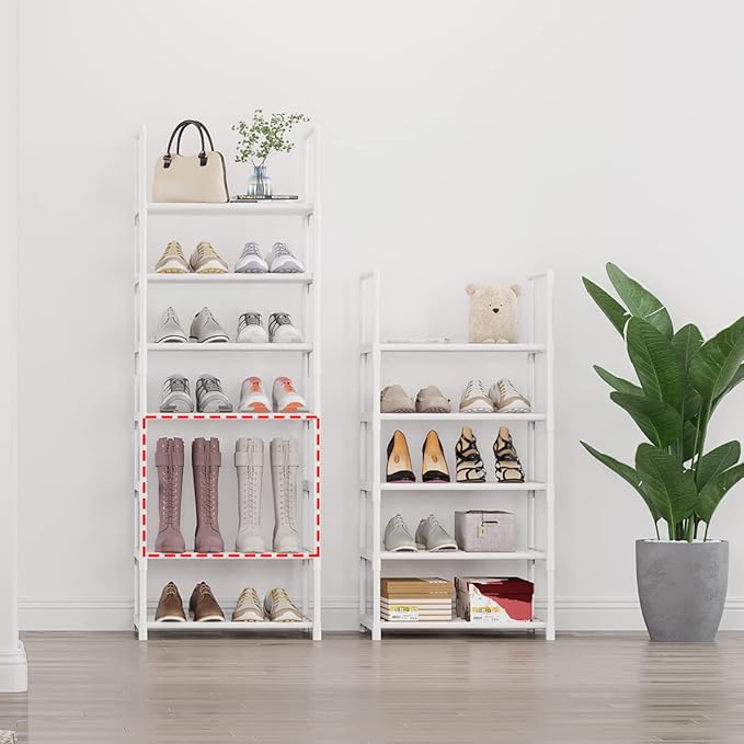 5-Tier Small Shoe Rack, Metal Stackable Kids Shoe Shelf Storage Zapateras Organizer,Narrow Shoe Rack Sturdy for Closet Hallwa