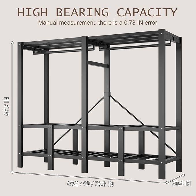 Large Portable Closets for Hanging Clothes | Heavy Duty Clothes Rack with Cover Foldable | Max Load 1000LBS Portable Wardrobe