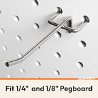 JEAWIWI 60 Pack 4 Inch Metal Pegboard Hooks, Fit 1/4 in and 1/8 in Peg Board Organizer Accessories, for Hanging Storage, Gara