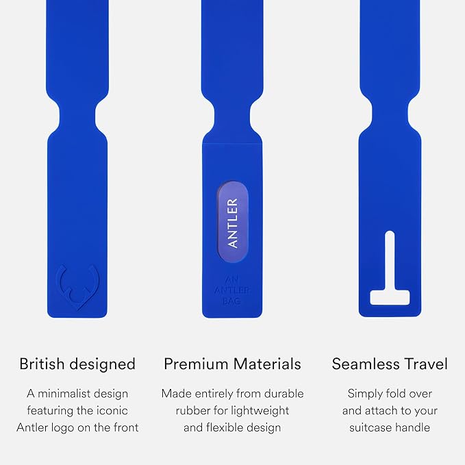 ANTLER Luggage Tags - Durable Rubber, for Suitcases & Travel Bags, Assorted Colors, Easy ID & Personalization, Fits Most Suit