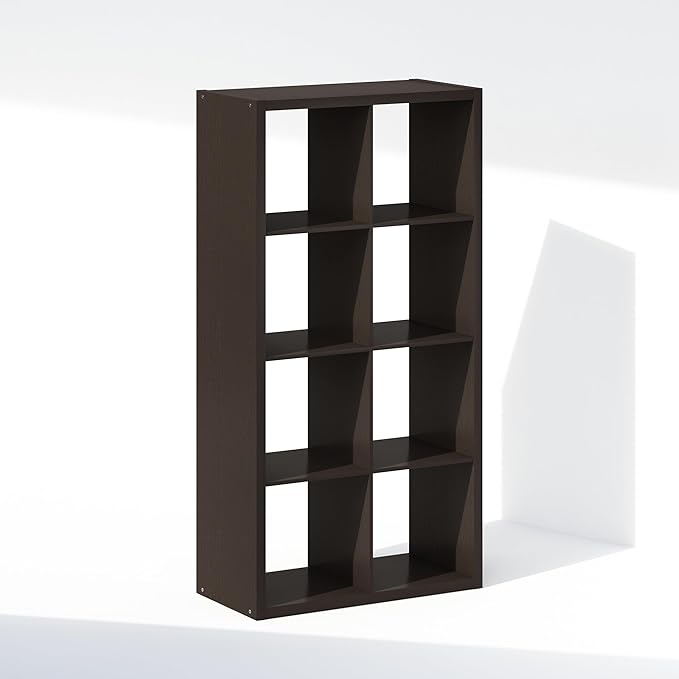Furinno Simple Cube Storage Organizer, 8-Cube Display Shelf, Open Back Shelving Unit, Storage Shelves, Extra Thick Frame, for
